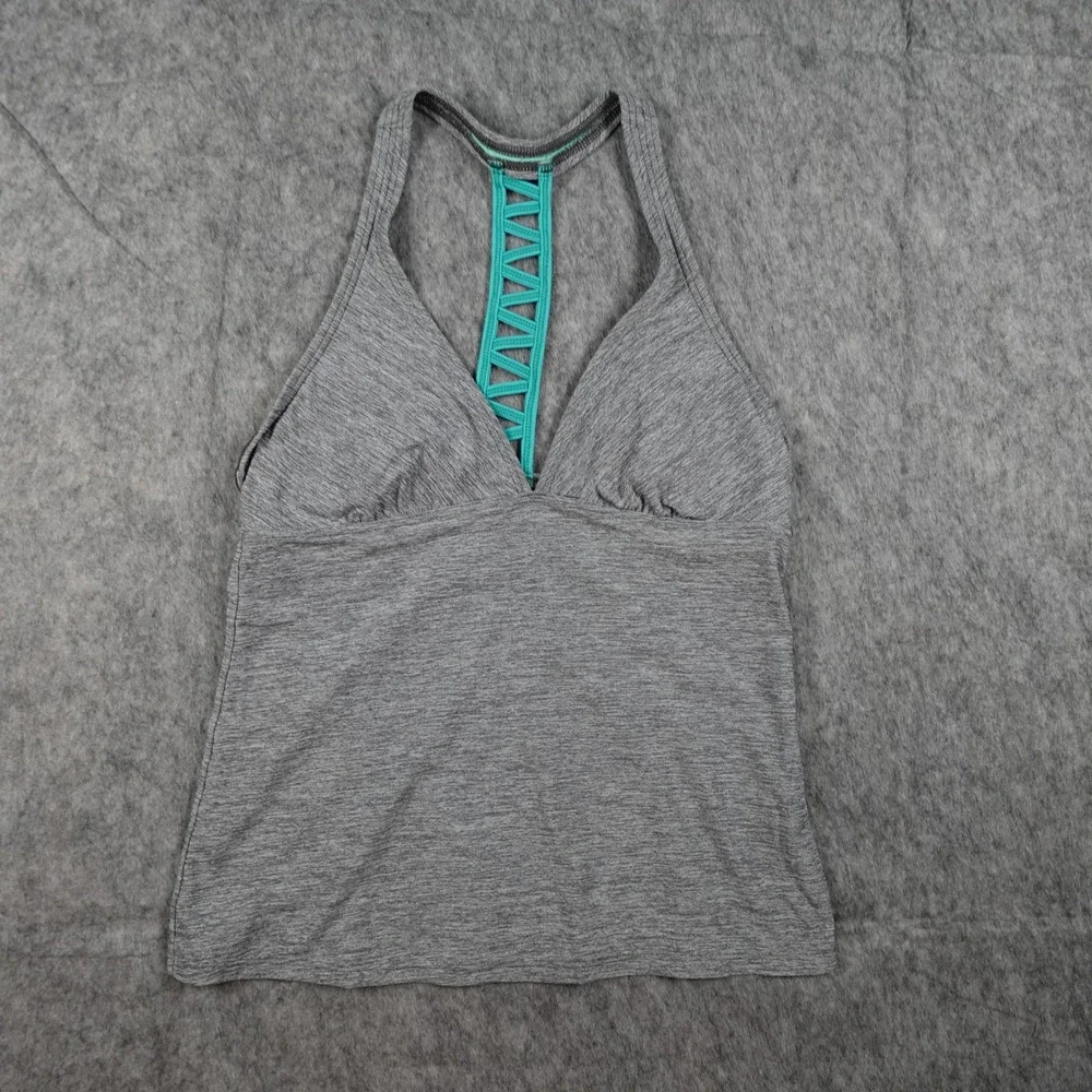 Athleta Tank Women Small Gray Strappy Racerback Yoga Workout Activewear Run